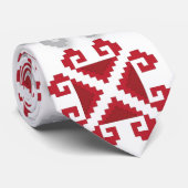 Letse rode en grijze geometrische maan kruis stropdas (Opgerold)