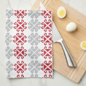 Letse rode en grijze geometrische maan kruis theedoek (Quarter Fold)