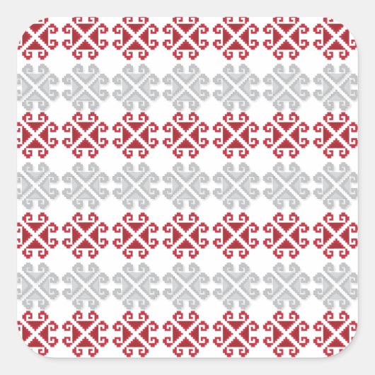 Letse rode en grijze geometrische maan kruis vierkante sticker (Voorkant)