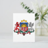 Letse staatsmunt heraldry symbool briefkaart (Staand voorkant)