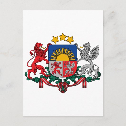 Letse staatsmunt heraldry symbool briefkaart (Voorkant)