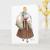 Letse Traditionele kostuumkaart Kaart (Gele Bloem)