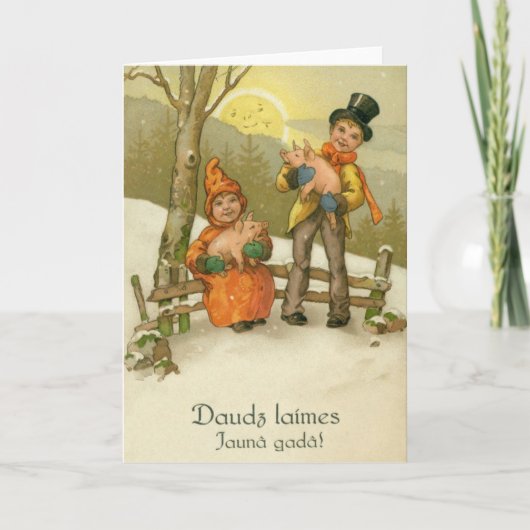  Letse Varkens Nieuwjaar wenskaart Feestdagen Kaart (Voorkant)