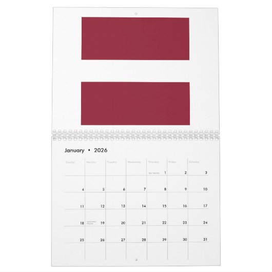 Letse vlag embleem kalender (Jan 2026)