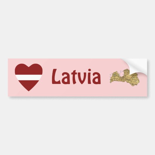 Letse vlag Heart + Map Bumpersticker (Voorkant)