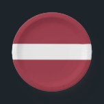 Letse vlag papieren bordje<br><div class="desc">Patriottische vlag van Letland.</div>