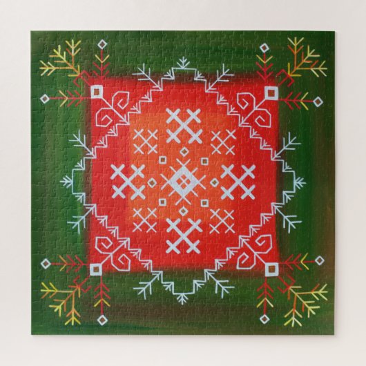  Letse volkskunst met symbolen olieverschilderen Legpuzzel (Verticaal)