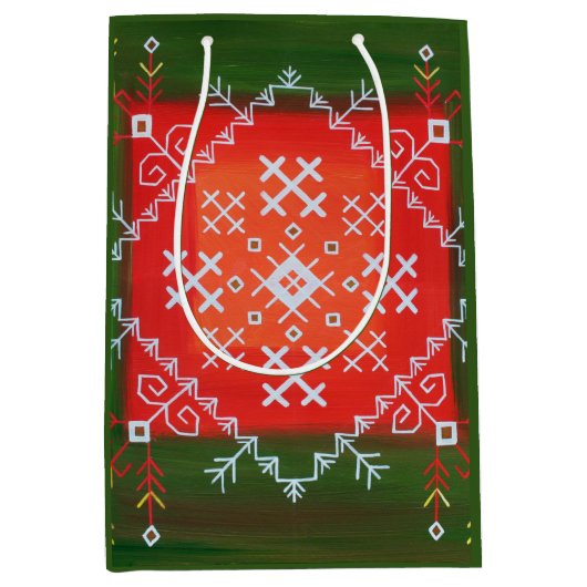  Letse volkskunst met symbolen olieverschilderen Medium Cadeauzakje (Voorkant)