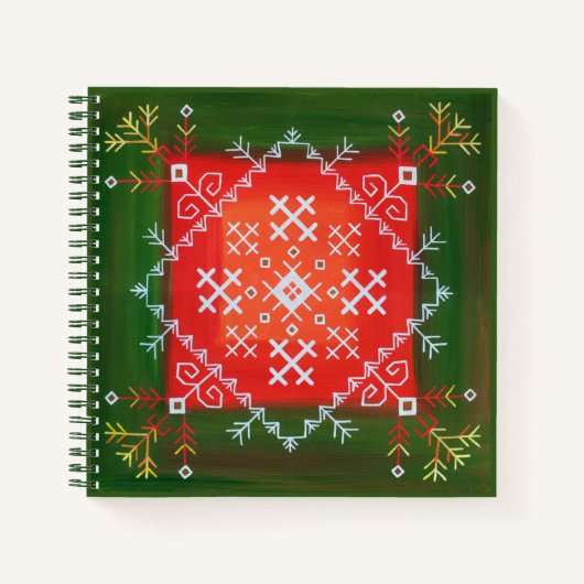  Letse volkskunst met symbolen olieverschilderen Notitieboek (Voorkant)