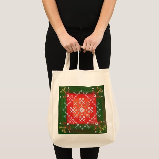  Letse volkskunst met symbolen olieverschilderen Tote Bag (Voorkant (product))