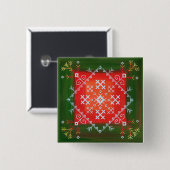 Letse volkskunst met symbolen olieverschilderen Vierkante Button 5,1 Cm (Voorkant /achterkant)