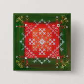 Letse volkskunst met symbolen olieverschilderen Vierkante Button 5,1 Cm (Voorkant)