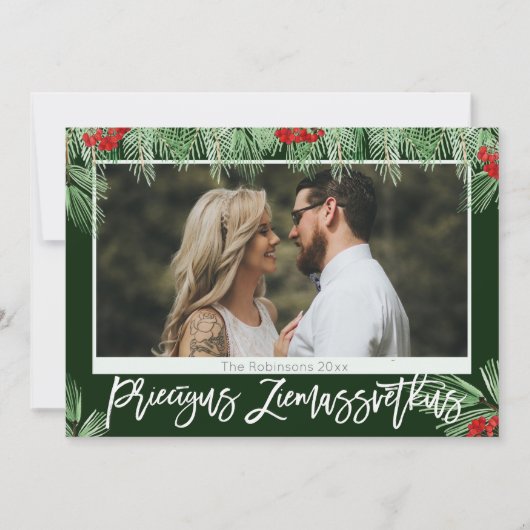 Letse Waterverf Priecigus Ziemassvetkus Foto (Voorkant)