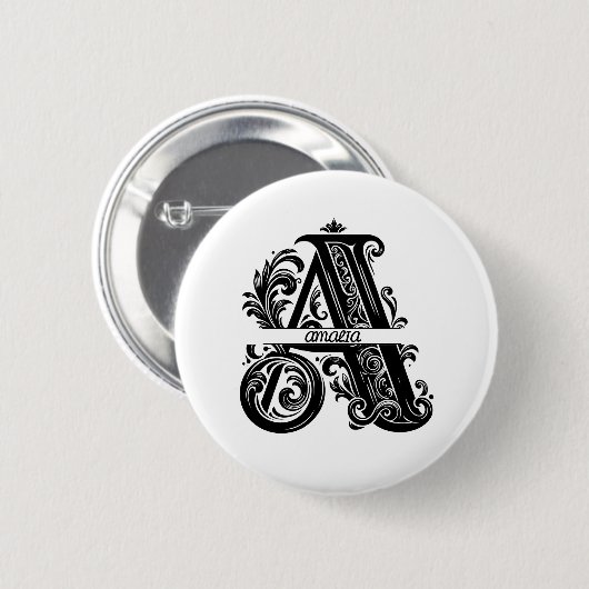 Letter A, aangepaste naam monogrammed Ronde Button 5,7 Cm (Voorkant /achterkant)