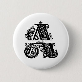 Letter A, aangepaste naam monogrammed Ronde Button 5,7 Cm