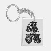 Letter A, aangepaste naam monogrammed Sleutelhanger (Voorkant Links)