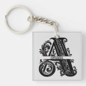 Letter A, aangepaste naam monogrammed Sleutelhanger (Voorkant)
