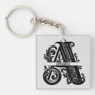 Letter A, aangepaste naam monogrammed Sleutelhanger