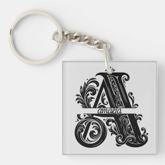Letter A, aangepaste naam monogrammed Sleutelhanger (Voorkant)