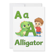 Letter A Alfabet Ansichtkaart – A is voor Alligat