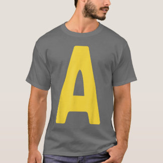 Letter A Alfabet Geel Op Rode Halloween Kostuum  T-shirt