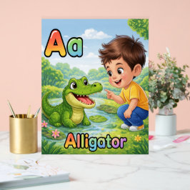 Letter A Alfabet Poster A staat voor Alligator Knu