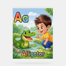 Letter A Alfabet Poster A staat voor Alligator Knu