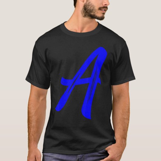 Letter A Alphabet Large Blue Graphic Initial T-shirt (Voorkant)