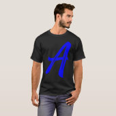 Letter A Alphabet Large Blue Graphic Initial T-shirt (Voorkant volledig)