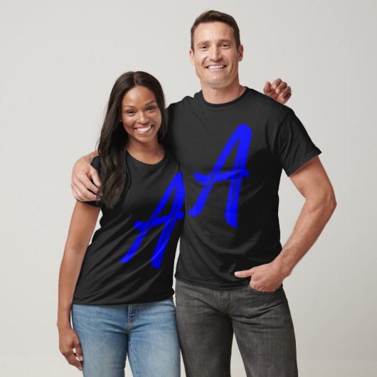 Letter A Alphabet Large Blue Graphic Initial T-shirt (Unisex)