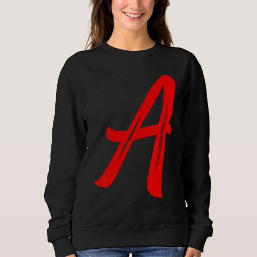 Letter A Alphabet Large Red Graphic Initial Trui (Voorkant)