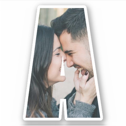 Letter A Alphabet & Photo Custom-Cut Vinyl Sticker (Voorkant)