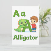 Letter A Alphabet Postcard – A is for Alligator Kaart (Staand voorkant)