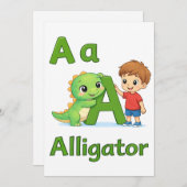 Letter A Alphabet Postcard – A is for Alligator Kaart (Voorkant / Achterkant)
