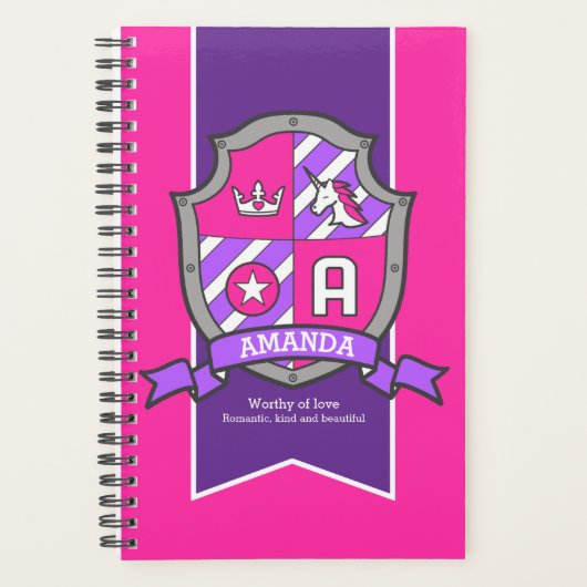 Letter A Amanda naam betekent knapperroze Planner (Voorkant)