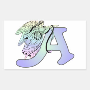 Letter A angel monogram alfabet initiaal Rechthoekige Sticker