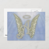 Letter A Angel Monogram Briefkaart (Voorkant / Achterkant)