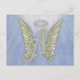 Letter A Angel Monogram Briefkaart