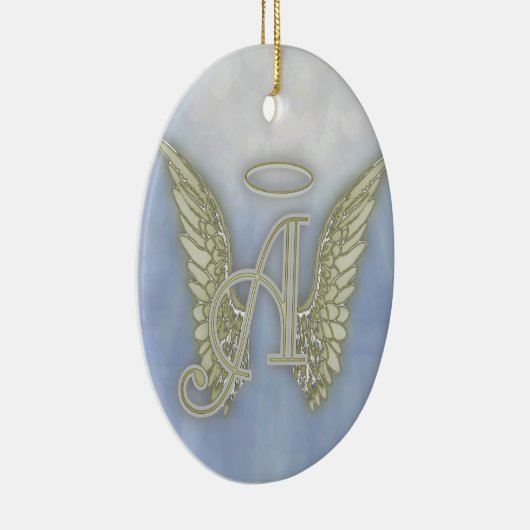 Letter A Angel Monogram Keramisch Ornament (Rechts)