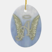 Letter A Angel Monogram Keramisch Ornament (Voorkant)