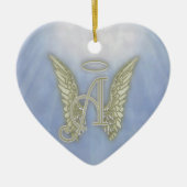 Letter A Angel Monogram Keramisch Ornament (Voorkant)