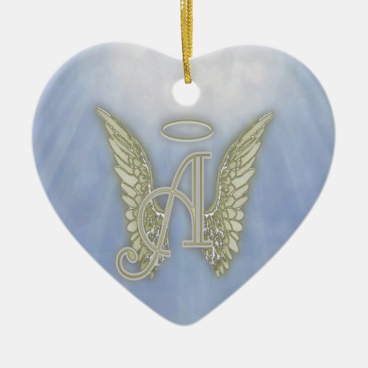 Letter A Angel Monogram Keramisch Ornament (Voorkant)