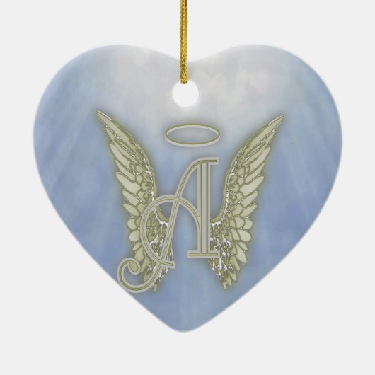 Letter A Angel Monogram Keramisch Ornament (Achterkant)