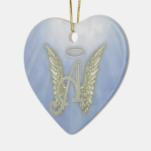 Letter A Angel Monogram Keramisch Ornament (Links)