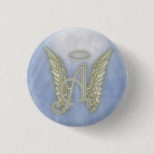 Letter A Angel Monogram Ronde Button 3,2 Cm (Voorkant)