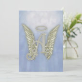 Letter A Angel Monogram Uitnodiging (Staand voorkant)