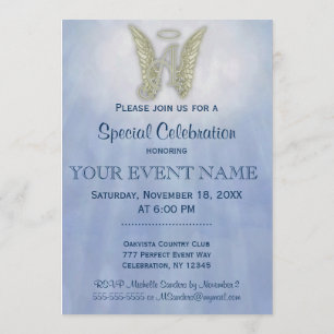 Letter A Angel Monogram Uitnodiging
