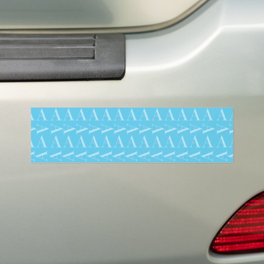 Letter A - Aqua Blue Monogram Initiaal Bumpersticker (Op auto)