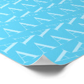 Letter A - Aqua Blue Monogram Initiaal Poster (Hoek)