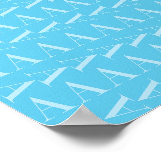 Letter A - Aqua Blue Monogram Initiaal Poster (Hoek)